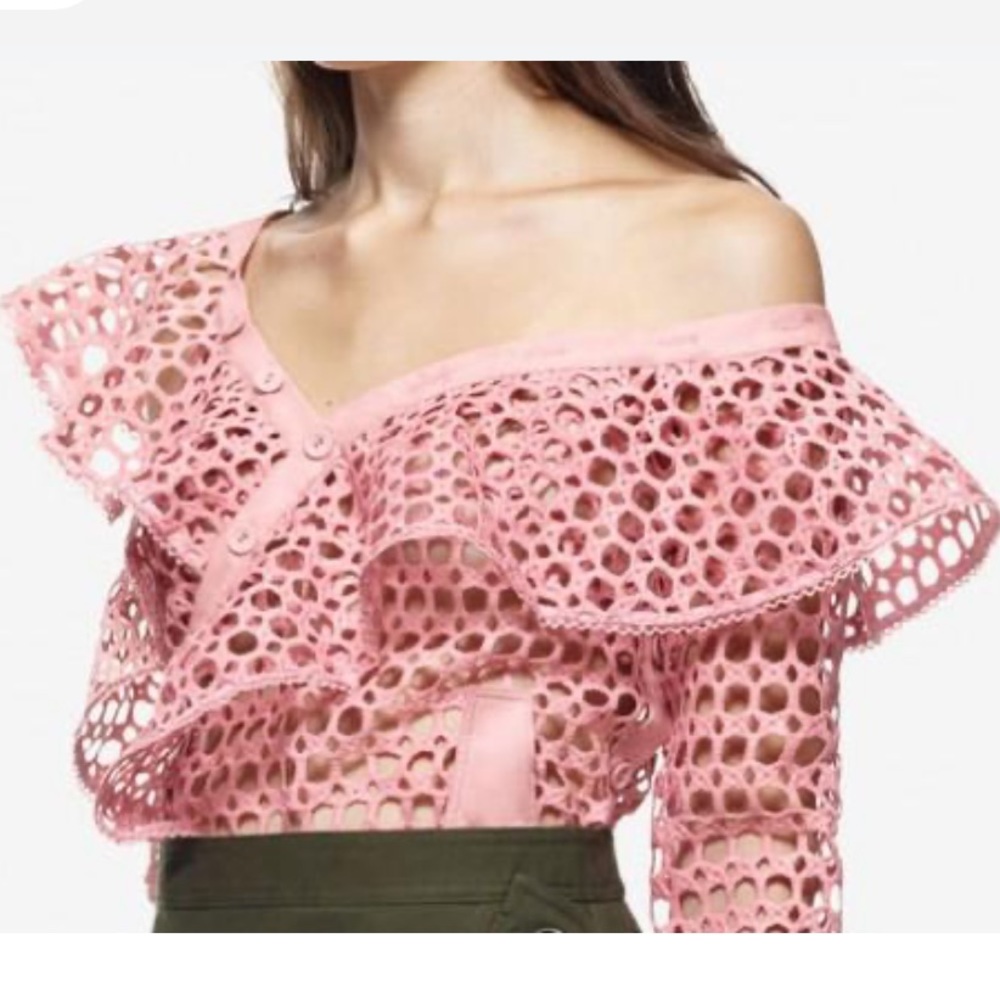 Self-Portrait Ruffled Heavy Lace Top - Picture 2 of 14